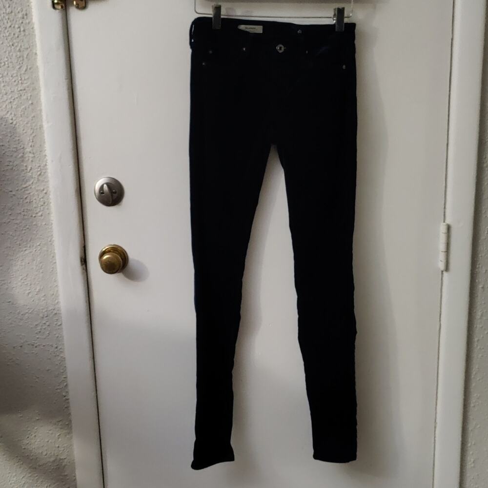 AG Adriano Goldschmied The Legging Super Skinny Navy Velour Feel Jean 25 Party
